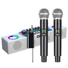 X80 Altoparlante portatile multifunzionale per scheda audio Bluetooth wireless per canto dal vivo (doppio microfono bianco)