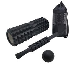 4 pz/set Crescent Hollow Foam Roller Set di colonne per yoga Set di massaggiatori per rilassamento muscolare fitness (45 cm nero)