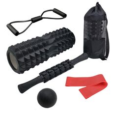 6 pz/set Crescent Hollow Foam Roller Set di colonne per yoga Set di massaggiatori per rilassamento muscolare fitness (45 cm nero)