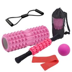 6 pz/set Crescent Hollow Foam Roller Set di colonne per yoga Set di massaggiatori per rilassamento muscolare fitness (45 cm rosa)