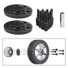 Distanziale ruota centrale flangia mozzo ruota modificato per auto Mercedes-Benz da 15 mm con viti M12x1,5 (nero)