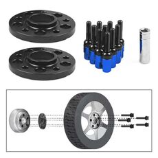 Distanziale ruota centrale flangia mozzo ruota modificato per auto Mercedes-Benz da 20 mm con viti M12x1,5 (blu)