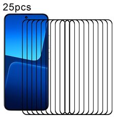 Per Xiaomi 13 Ultra 25pcs Edge Glue 9H HD Pellicola in vetro temperato con bordo curvo 3D (nero)