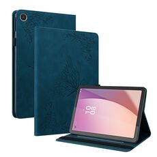 Per Lenovo Tab M8 4a generazione TB-300FU Custodia per tablet in pelle goffrata fiore farfalla (blu)