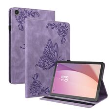 Per Lenovo Tab M8 4a generazione TB-300FU Custodia per tablet in pelle goffrata fiore farfalla (viola)