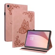 Per Lenovo Tab M8 4a generazione TB-300FU Custodia per tablet in pelle goffrata fiore farfalla (oro rosa)
