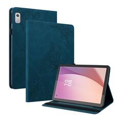 Custodia per tablet in pelle goffrata fiore farfalla per Lenovo Tab M9 (blu)