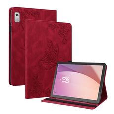 Custodia per tablet in pelle goffrata fiore farfalla per Lenovo Tab M9 (rosso)