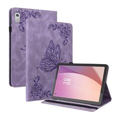 Custodia per tablet in pelle goffrata fiore farfalla per Lenovo Tab M9 (viola)