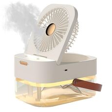 Ventilatore umidificatore a doppio getto ricaricabile da 4000 mAh 2,5 l con diffusore di aromi a luce ambientale (bianco)