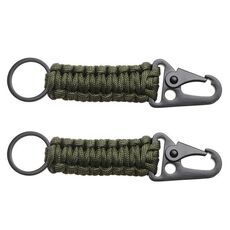 2pcs Arrampicata all'aperto Fibbia a becco d'aquila Corda per ombrello Fibbia per appendere chiave tessuta a mano (verde militare)