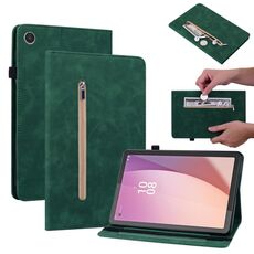 Custodia per tablet in pelle con cerniera tinta unita per Lenovo Tab M8 4a generazione TB-300FU (verde)