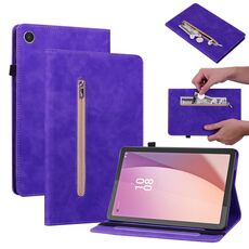 Custodia per tablet in pelle con cerniera tinta unita per Lenovo Tab M8 4a generazione TB-300FU (viola)