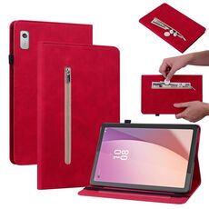 Custodia per tablet in pelle con cerniera tinta unita per Lenovo Tab M9 Skin Feel (rosso)