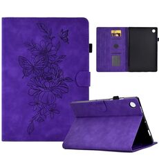 Per Huawei MatePad SE Custodia per tablet in pelle goffrata farfalla peonia (viola)
