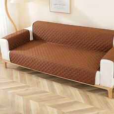 Fodera per divano con motivo a rombi, impermeabile, a doppia faccia, per animali domestici, dimensioni: 130 x 196 cm (caffè).