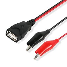 USB-A femmina a 2 x cavo di prolunga per connessione di alimentazione con clip a coccodrillo, lunghezza: 0,5 m