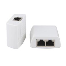 Accoppiatore di rete Ethernet da RJ45 a 2 x RJ45 Protezione da fulmini e fulmini (bianco)