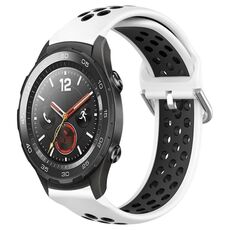 Per Huawei Watch 2 Cinturino sportivo in silicone traspirante traforato da 20 mm (bianco + nero)