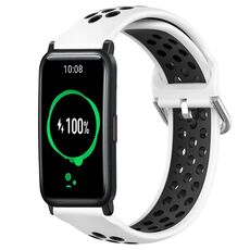 For Honor Watch ES 20mm Cinturino sportivo in silicone traspirante traforato (bianco + nero)