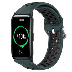 For Honor Watch ES 20mm Cinturino in silicone sportivo traforato e traspirante (verde oliva + nero)