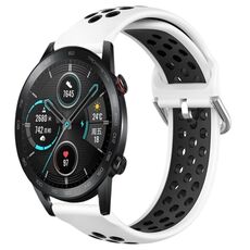 Per Honor Magic Watch2 42mm 20mm Cinturino sportivo in silicone traspirante traforato (bianco + nero)