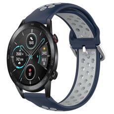 Per Honor Magic Watch2 42mm 20mm Cinturino sportivo in silicone traspirante traforato (blu notte + grigio)