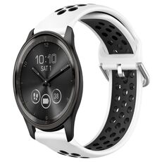 Per Garmin Vivomove Trend 20mm Cinturino sportivo in silicone traspirante traforato (bianco + nero)