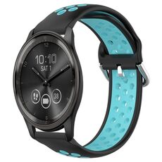 Per Garmin Vivomove Trend 20mm Cinturino sportivo in silicone traspirante traforato (nero + blu)
