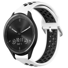 Per Garmin Vivomove Sport 20mm Cinturino sportivo in silicone traspirante traforato (bianco + nero)