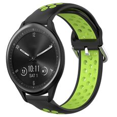 Per Garmin Vivomove Sport 20mm Cinturino in silicone sportivo traforato traspirante (nero + lime)