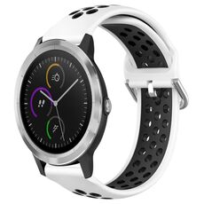Per Garmin Vivoactive3 20mm Cinturino sportivo in silicone traspirante traforato (bianco + nero)