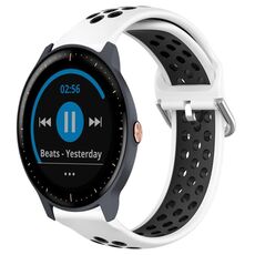 Per Garmin Vivoactive3 Music 20mm Cinturino sportivo in silicone traspirante traforato (bianco + nero)