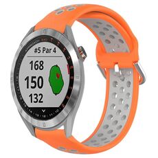 Per Garmin Approach S40 Cinturino sportivo in silicone traspirante traforato da 20 mm (arancione + grigio)