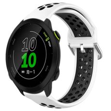 Per Garmin Forerunner 158 20mm Cinturino sportivo in silicone traspirante traforato (bianco + nero)