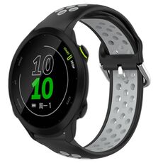 Per Garmin Forerunner 158 20mm Cinturino sportivo in silicone traspirante traforato (nero + grigio)