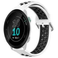 Per Garmin Forerunner 55 20mm Cinturino sportivo in silicone traspirante traforato (bianco + nero)