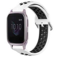 Per Garmin Venu SQ 20mm Cinturino sportivo in silicone traspirante traforato (bianco + nero)