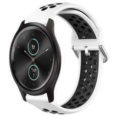 Per Garmin VivoMove Style 20mm Cinturino in silicone sportivo traforato traspirante (bianco + nero)