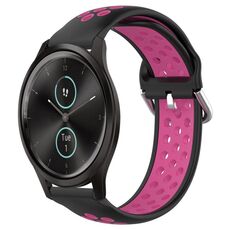 Per Garmin VivoMove Style 20mm Cinturino in silicone sportivo traforato traspirante (nero + rosa rossa)