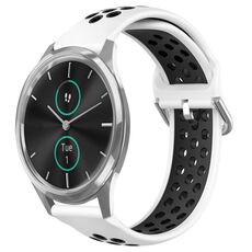 Per Garmin VivoMove Luxe 20mm Cinturino in silicone sportivo traspirante perforato (bianco + nero)