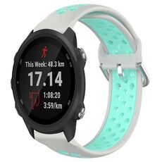 Per Garmin Forerunner 245 20mm Cinturino sportivo in silicone traspirante traforato (grigio + anatra d'acqua)