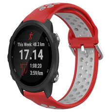 Per Garmin Forerunner 245 Music 20mm Cinturino in silicone sportivo traforato traspirante (rosso + grigio)