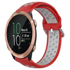 Per Garmin Forerunner 645 Cinturino sportivo in silicone traspirante traforato da 20 mm (rosso + grigio)