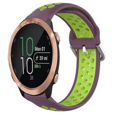 Per Garmin Forerunner 645 Music 20mm Cinturino in silicone sportivo traforato traspirante (viola + lime)