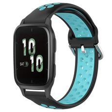 Per Garmin Forerunner Sq2 Cinturino per orologio sportivo in silicone traspirante traforato da 20 mm (nero + blu)
