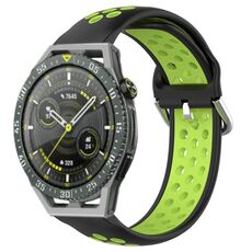 Per Huawei Watch GT3 SE 22mm Cinturino in silicone sportivo traforato traspirante (nero + lime)
