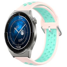 Per Huawei Watch GT3 Pro 46mm 22mm Cinturino in silicone sportivo traforato traspirante (rosa + anatra d'acqua)