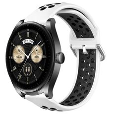 Per Huawei Watch Buds 22mm Cinturino sportivo in silicone traspirante traforato (bianco + nero)