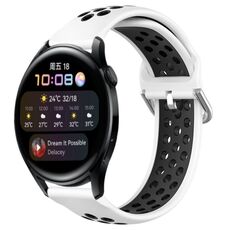 Per Huawei Watch 3 Cinturino in silicone sportivo traforato da 22 mm (bianco + nero)